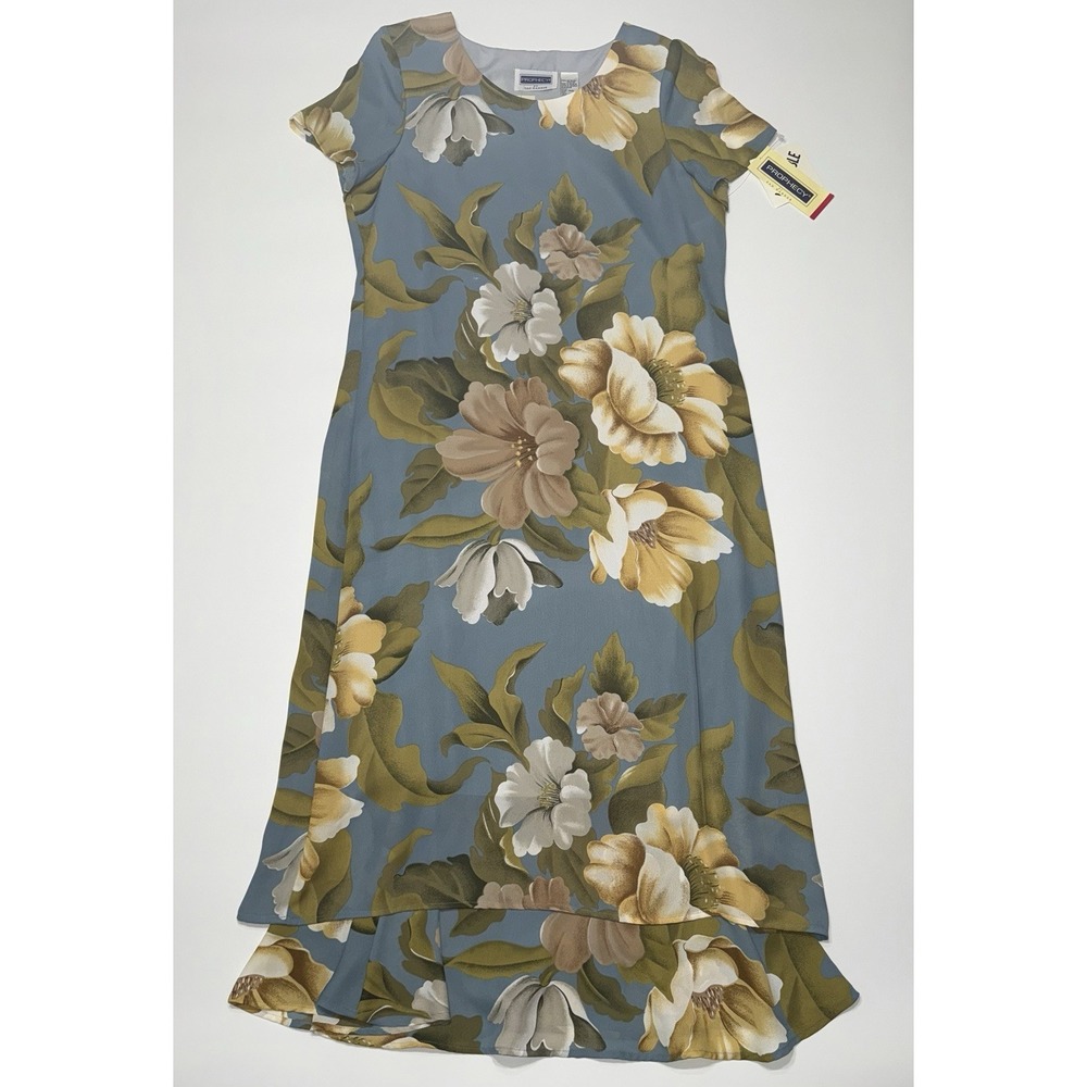 NWT Sag Harbor Prophecy Floral Midi Skirt Sz 14 Blue Yellow Vintage Y2K